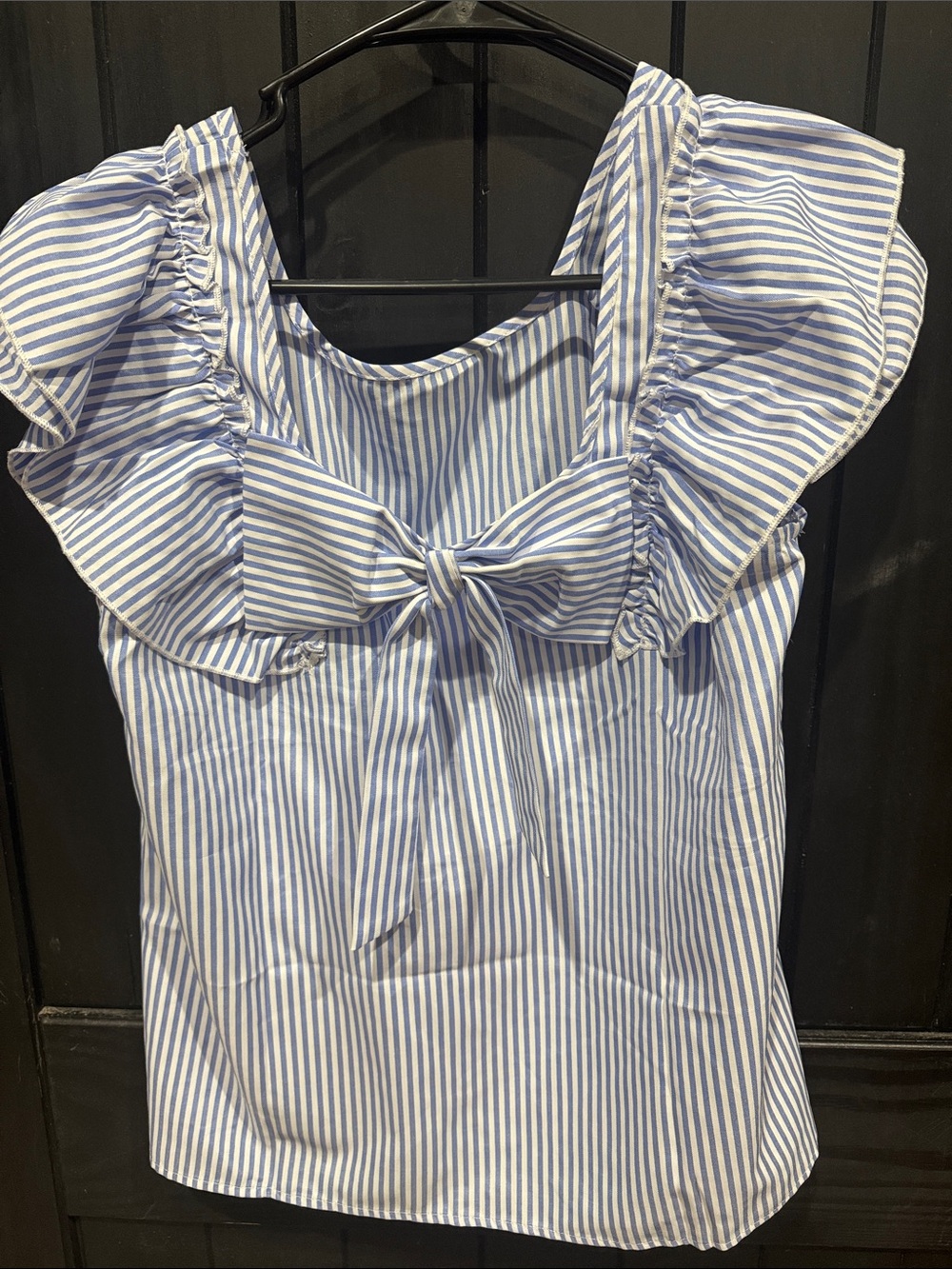 Blue & White Striped Ruffle Tie-Front Camisole